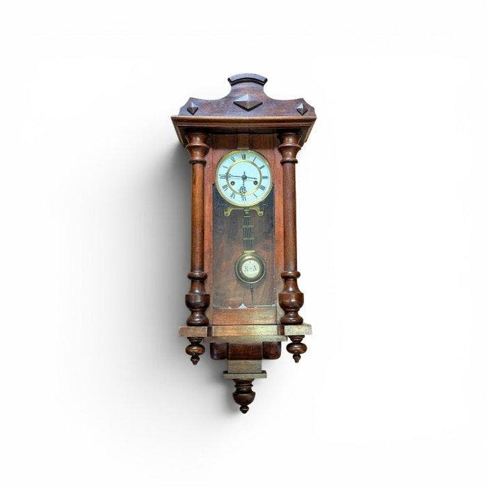 Wandklok - Art Nouveau - Walnoot - 1930-1940 - Vidriera, Antiquités & Art, Antiquités | Horloges