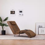 vidaXL Massage chaise longue met kussen kunstsuède bruin, Verzenden, Nieuw