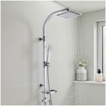 Aluminium regendouchesysteem met handdouche en zeepbakje, Verzenden, Nieuw