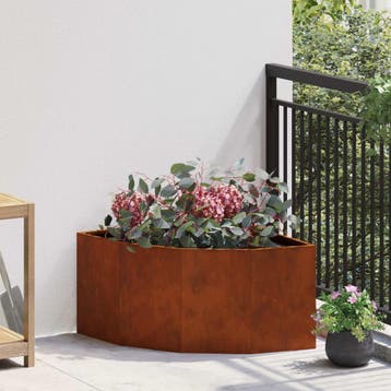 vidaXL Hoek Plantenbak Roestkleurig 60 x 60 x 35 cm weervast, Tuin en Terras, Bloempotten, Verzenden, Nieuw