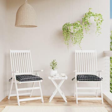 vidaXL Stoelkussens 2 st 50x50x7 cm stof ruitpatroon zwart, Huis en Inrichting, Verzenden, Nieuw