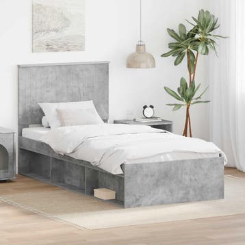 vidaXL Bedframe Betongrijs 90 x 200 cm Massief grenenhout, Verzenden, Nieuw