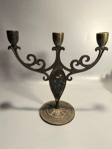 Kaarsenhouder Vintage Israëlische messing drie-armige