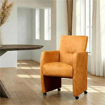 Leren eetkamerstoel Pleasure - Kenia Cognac (cognac) - Met, Eigentijds, Modern, Bruin, Nieuw, Leer