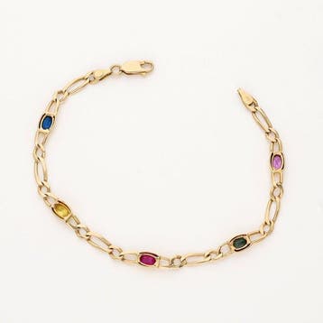 Armband - 14 karaat Geel goud - robijn, citrien en spinel, Handtassen en Accessoires, Nieuw