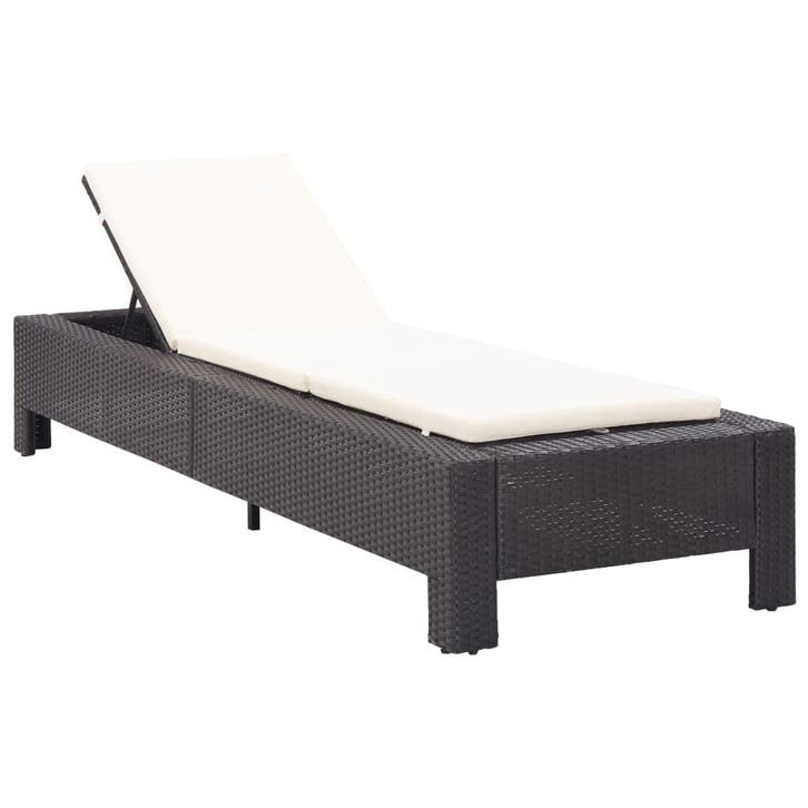 vidaXL Ligbed met kussen poly rattan zwart, Jardin & Terrasse, Chaises longues, Envoi
