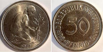 Duitsland 50 Pfennig 1972 ohne Muenzzeichen selten !, Verzenden, België