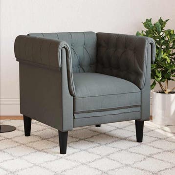vidaXL Fauteuil Chesterfield-stijl stof donkergrijs, Verzenden, Nieuw