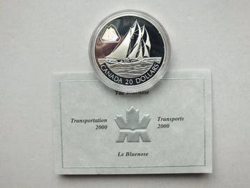 Canada. 20 Dollars 2000, Transportation, Silver Proof, Box &