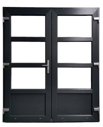 PVC Dubbele deur 3/4 glas Basic Plus b175xh204 cm antraciet, 120 cm of meer, Nieuw, Ophalen of Verzenden, Buitendeur