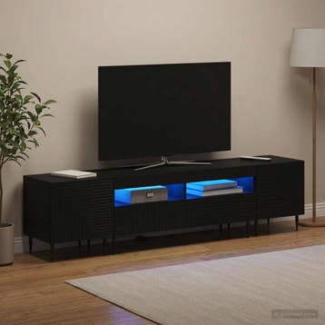 vidaXL 3-delige LED TV-kast Zwart Bewerkt hout, Huis en Inrichting, Kasten |Televisiemeubels, Verzenden, Nieuw