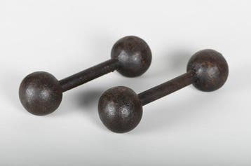 Antieke gietijzeren halters / dumbbells. Frankrijk 19e eeuw