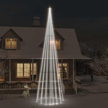 vidaXL Vlaggenmast kerstboom 1134 LEDs koudwit 800 cm, Verzenden, Nieuw