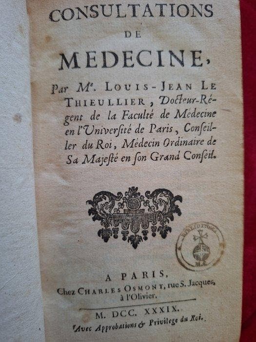 Louis-Jean Le Thiellier - Consultations de Medecine - 1739, Antiek en Kunst, Antiek | Boeken en Manuscripten