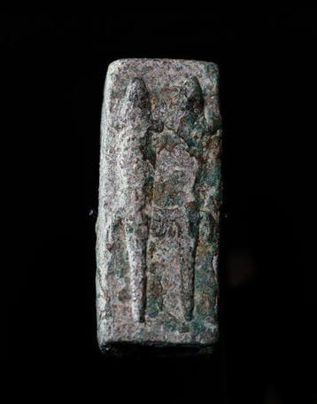 Het Oude Egypte bronzen dubbele hagedis-sarcofaag - 2.5 cm