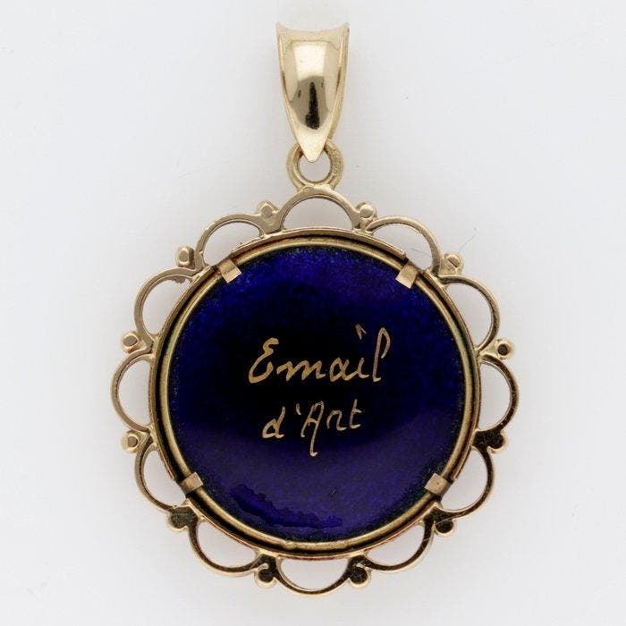 Hanger - 14 karaat Geel goud - Email dArt, Bijoux, Sacs & Beauté, Bijoux anciens