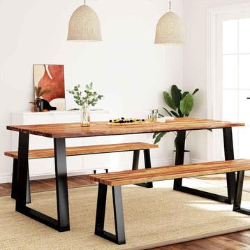 vidaXL Eettafel met natuurlijke rand 200x90x75 cm massief, Verzenden