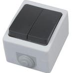 Dubbele serieschakelaar IP54 opbouw 2-knops 230V LED, Doe-het-zelf en Bouw, Elektriciteit en Kabels, Verzenden, Nieuw