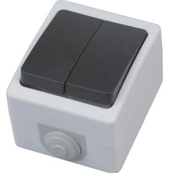 Dubbele serieschakelaar IP54 opbouw 2-knops 230V LED, Doe-het-zelf en Bouw, Elektriciteit en Kabels, Verzenden, Nieuw