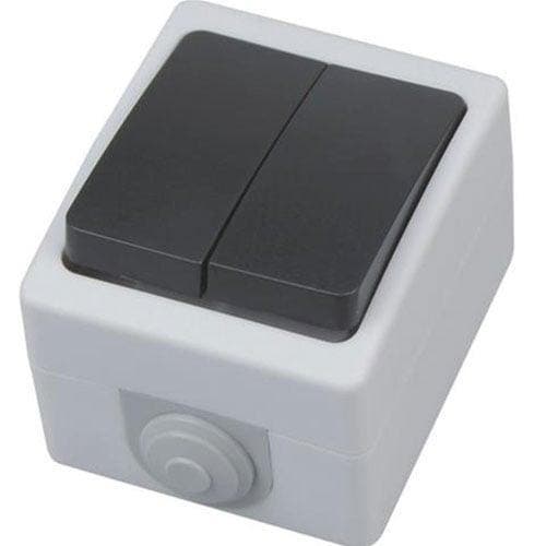 Dubbele serieschakelaar IP54 opbouw 2-knops 230V LED, Doe-het-zelf en Bouw, Elektriciteit en Kabels, Nieuw, Verzenden