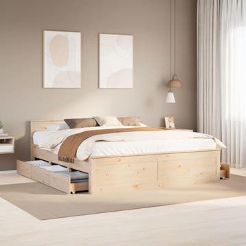 vidaXL Bedframe zonder matras met hoofdbord grenenhout, Verzenden