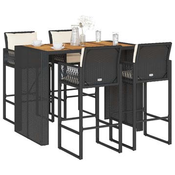 vidaXL 5-delige Tuinbarset met kussens poly rattan acacia, Verzenden, Nieuw