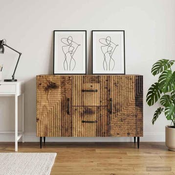 vidaXL Dressoir met lade Oud hout 89 x 34,5 x 60 cm Bewerkt, Huis en Inrichting, Verzenden, Nieuw
