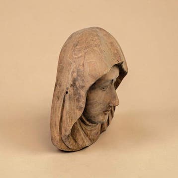 sculptuur, Madonna – Virgin Mary with Closed Eyes - 16.5 cm