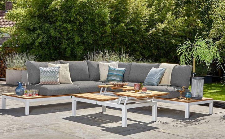 Suns Memphis loungeset light antraciet - wit * Sale * |, Tuin en Terras, Tuinsets en Loungesets