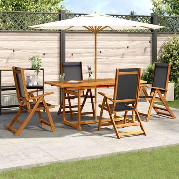 vidaXL 7-delige Tuinset massief acaciahout en textileen, Verzenden, Nieuw, Tuinset