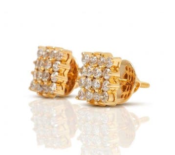 Oorstekers - 14 karaat Geel goud - 1.28ct. tw. Diamant