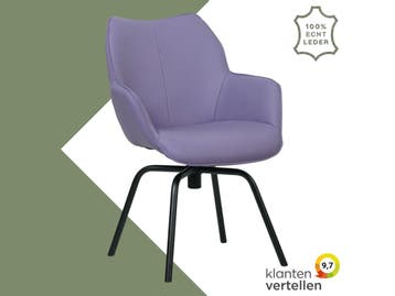 Leren draaibare eetkamerstoel Magic - Toledo Lila, 60 tot 90 cm, Nieuw, Leer, Ophalen of Verzenden