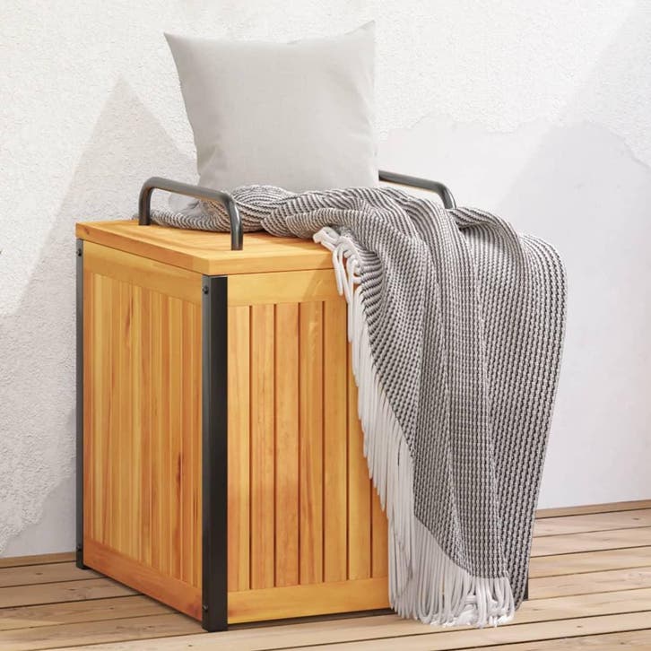vidaXL Kussenbox 45x45x45/53 cm massief acaciahout en staal, Tuin en Terras, Bergingen en Tuinkasten, Nieuw, Verzenden