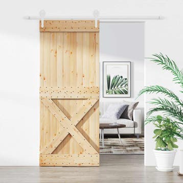 vidaXL Schuifdeur Natuurlijk en Wit 100 x 210 cm Massief, Verzenden, Nieuw
