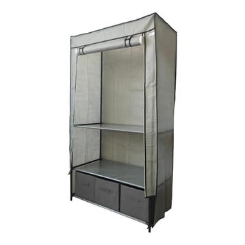 Lendo Online Opvouwbare Kledingkast 90x47x163 cm Grijs Staal, Huis en Inrichting, Kasten | Kleerkasten, Verzenden, Nieuw