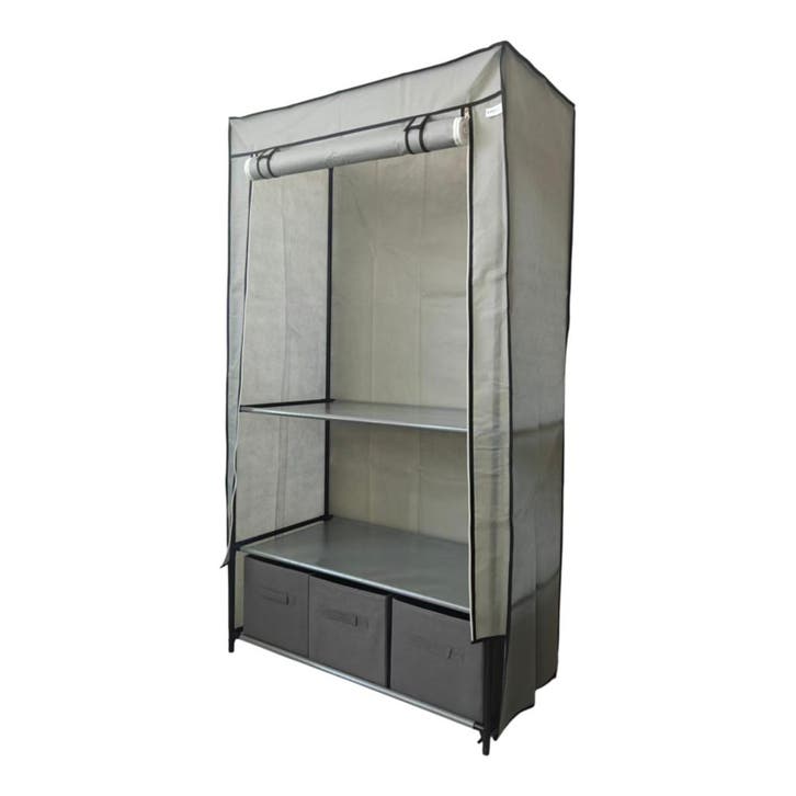 Lendo Online Opvouwbare Kledingkast 90x47x163 cm Grijs Staal, Huis en Inrichting, Kasten | Kleerkasten, Nieuw, Verzenden