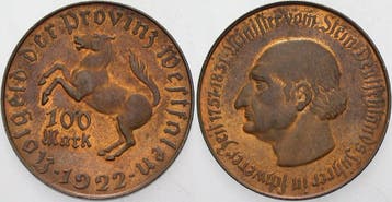 100 Mark 1922 Provinz Westfalen Freiherr vom Stein, Verzenden, België