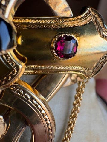 Armband - 14 karaat Geel goud - Armband met granaatjes, Nieuw
