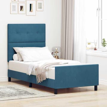 vidaXL Boxspring bed met hoofdeinde Donkerblauw 100 x 200 cm, Verzenden, Nieuw
