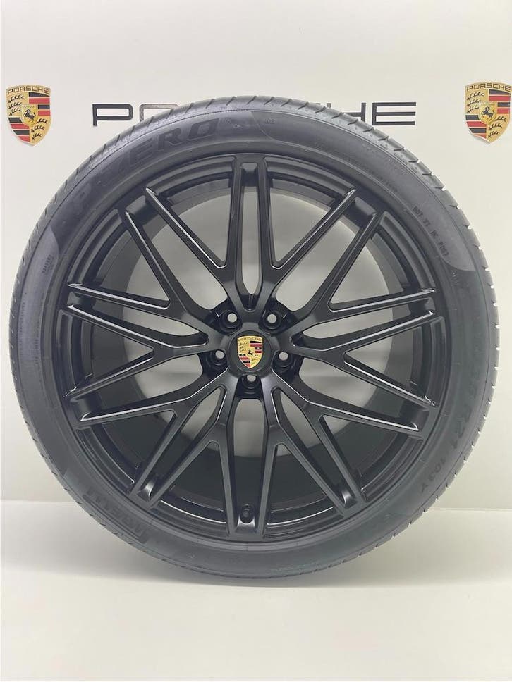 Porsche Macan GTS (2022) ORIGINELE 21 RS Spyder met banden, Auto-onderdelen, Banden en Velgen, 21 inch, Zomerbanden, 295 mm, Personenwagen