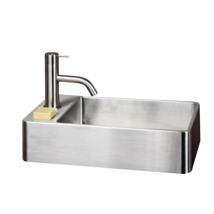 Fontein Lanesto Vanity 22x40x10 cm RVS Grijs (excl kraan, Doe-het-zelf en Bouw, Sanitair, Overige typen, Nieuw, Chroom, Ophalen of Verzenden