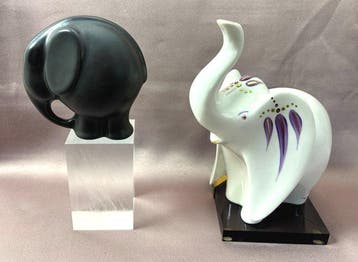 Galos, en Joop van den Heuvel - Beeld, Olifanten - 21 cm -