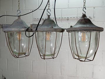 Plafondlamp (3) - Vinyage Fabriekslamp - Aluminium, Staal,