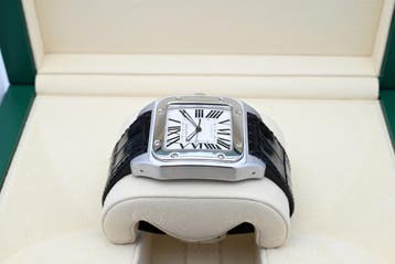 Cartier Santos Ref. W20073X8 Year 2015 (Box & Papers), Handtassen en Accessoires, Overige merken, Leer, Polshorloge, Ophalen of Verzenden