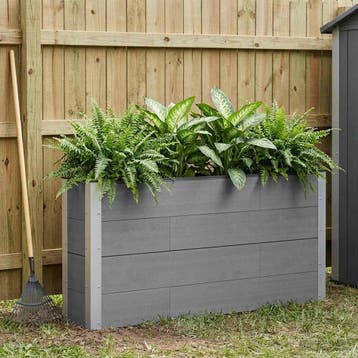 vidaXL Verhoogde plantenbak Grijs 150 x 30 x 72 cm WPC en, Verzenden