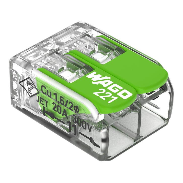 WAGO 221-422 Dubbele Hefboom Connector 4mm² Groene Reeks -, Doe-het-zelf en Bouw, Elektriciteit en Kabels, Verzenden