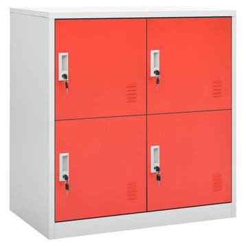 vidaXL Lockerkast 90x45x92,5 cm staal lichtgrijs en rood, Huis en Inrichting, Verzenden, Nieuw