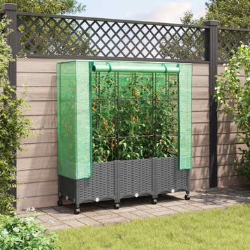 vidaXL Tuinschutting met Kasbedekking en Wielen 3 st, Tuin en Terras, Verzenden, Nieuw