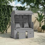 vidaXL Strandstoel met kussens poly rattan en massief hout, Tuin en Terras, Verzenden, Nieuw