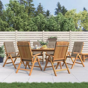 vidaXL Verstelbare klapstoelen met kussens, 6 stuks, massief, Verzenden, Nieuw